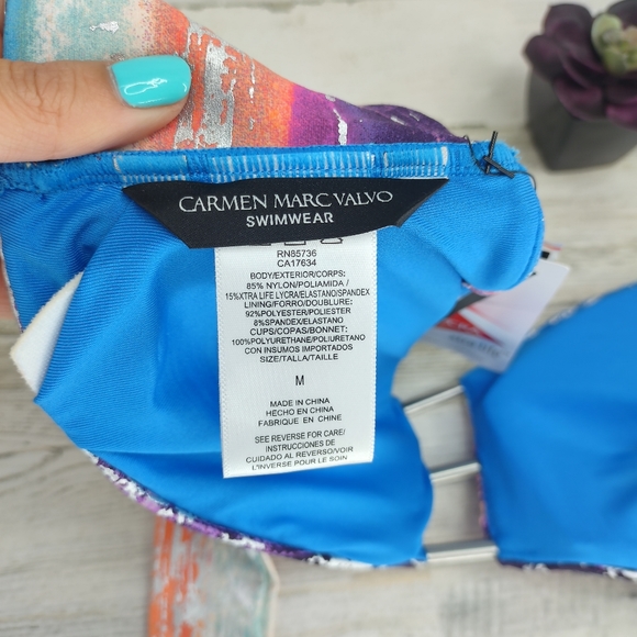 Carmen Marc Valvo Rainbow Swimwear Bikini Top - Picture 5 of 5